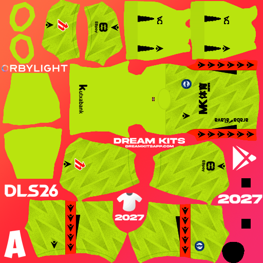 Kit / Équipement Gardien de but Extérieur Deportivo Alavés 2026-2027 Dream League Soccer / DLS 2026 512x512 PNG