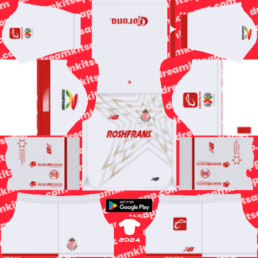 Deportivo Toluca FC Away kit 2023-2024 Dream League Soccer 2019 / FTS