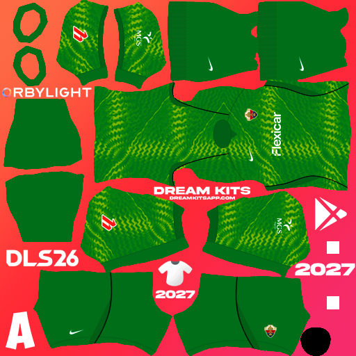 Kit / Uniforme Portero Local Elche CF 2026-2027 Dream League Soccer / DLS 2026 512x512 PNG