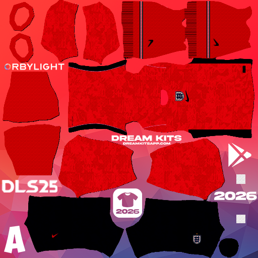 Kit Away England 2026 Dream League Soccer / DLS 2026 512x512 PNG