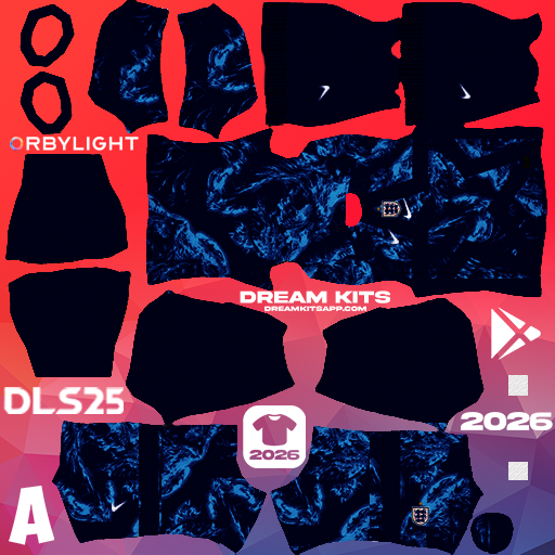 Kit Goalkeeper Home England 2026 Dream League Soccer / DLS 2026 512x512 PNG