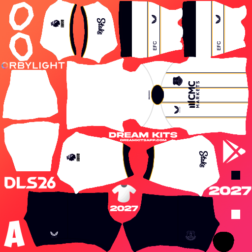 Kit / Equipamento Visitante Everton 2026-2027 Dream League Soccer / DLS 2026 512x512 PNG
