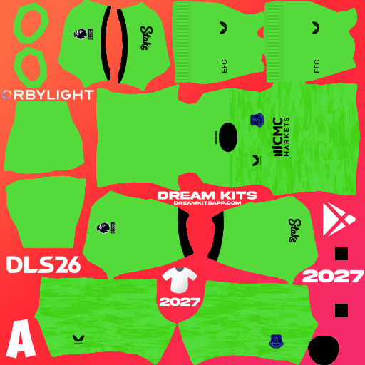 Kit / Equipamento Goleiro Visitante Everton 2026-2027 Dream League Soccer / DLS 2026 512x512 PNG