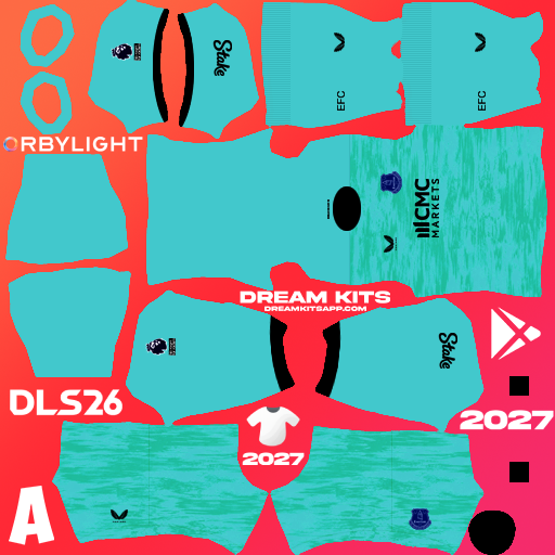 Kit / Equipamento Goleiro Terceiro Everton 2026-2027 Dream League Soccer / DLS 2026 512x512 PNG