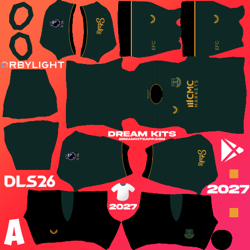 Kit / Equipamento Terceiro Everton 2026-2027 Dream League Soccer / DLS 2026 512x512 PNG