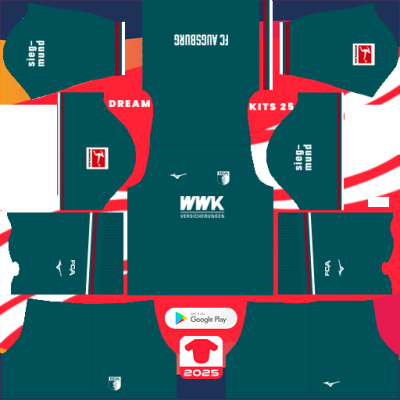 FC Augsburg Away kit 2024-2025 Dream League Soccer 2019 / FTS