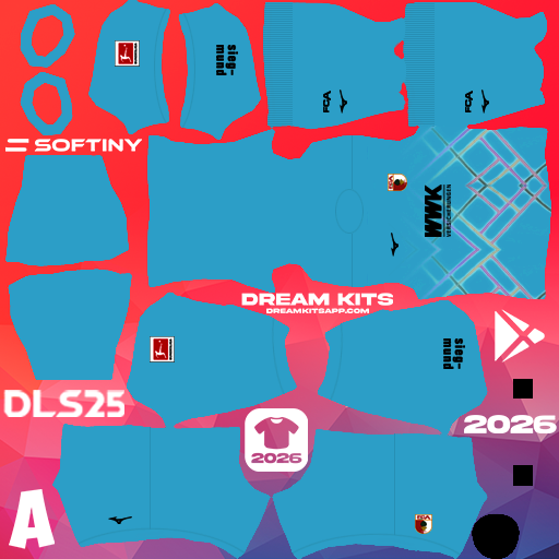 Kit GK Away FC Augsburg 2025-2026 Dream League Soccer / DLS 2025 512x512 PNG