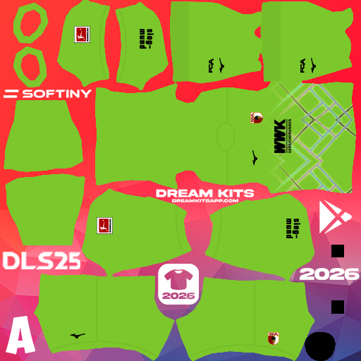 Kit GK Third FC Augsburg 2025-2026 Dream League Soccer / DLS 2025 512x512 PNG