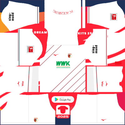 Kit / Uniforme Home FC Augsburg 2024-2025 Dream League Soccer 2019 / FTS