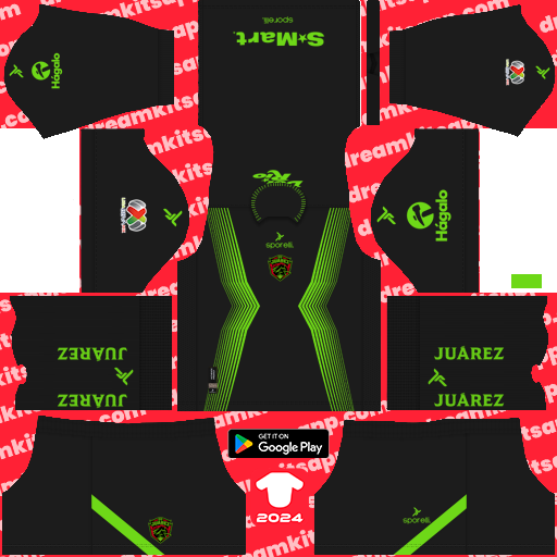 Kit / Uniforme Visitante FC Juárez Bravos 2024-2025 Dream League Soccer 2019 / FTS