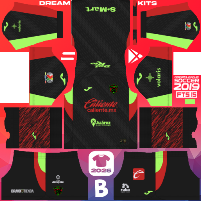 Kit / Uniforme Visita FC Juárez Bravos 2025-2026 Dream League Soccer 2019 DLS / FTS