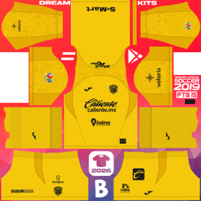 Kit / Uniforme POR Visita FC Juárez Bravos 2025-2026 Dream League Soccer 2019 DLS / FTS