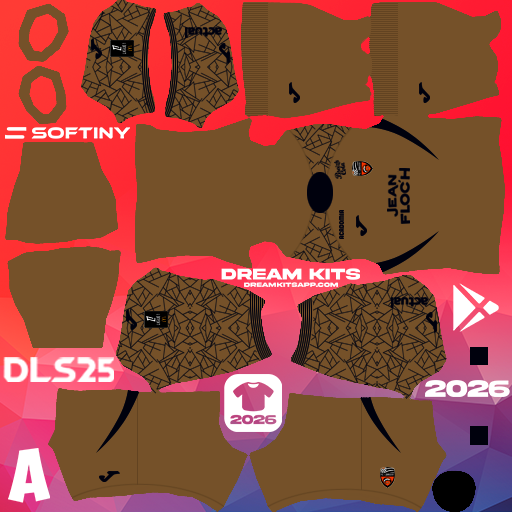 Kit / Uniforme Portero Visita FC Lorient 2025-2026 Dream League Soccer / DLS 2026 512x512 PNG