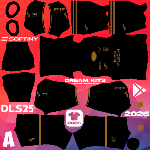 Kit / Uniforme Tercero FC Lorient 2025-2026 Dream League Soccer / DLS 2026 512x512 PNG