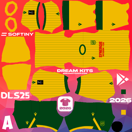 Kit Home FC Nantes 2025-2026 Dream League Soccer / DLS 2025 512x512 PNG