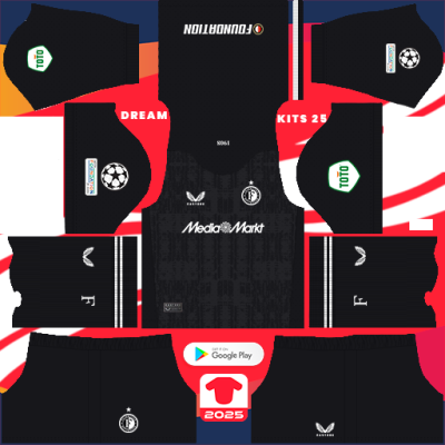 Kit / Uniforme POR Tercero Feyenoord Rotterdam 2024-2025 Dream League Soccer 2019 / FTS