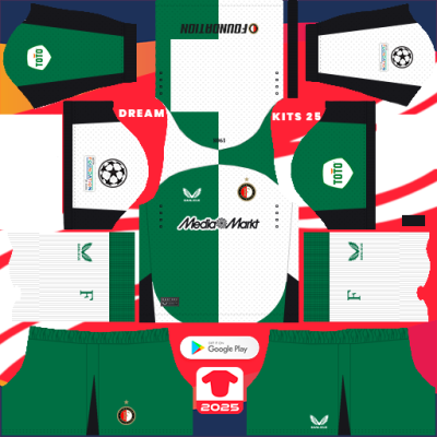 Kit / Uniforme Tercero Feyenoord Rotterdam 2024-2025 Dream League Soccer 2019 / FTS