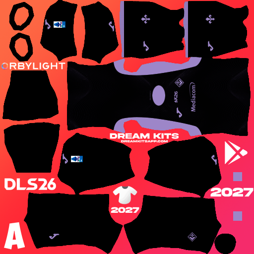 Kit / Equipamento Goleiro Visitante Fiorentina 2026-2027 Dream League Soccer / DLS 2026 512x512 PNG