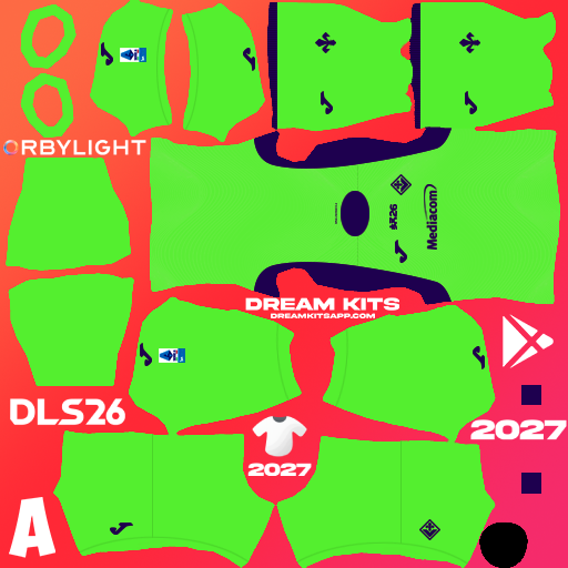 Kit / Equipamento Goleiro Terceiro Fiorentina 2026-2027 Dream League Soccer / DLS 2026 512x512 PNG