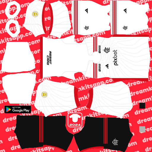 Kit / Uniforme Visitante Flamengo 2024 Dream League Soccer 2024