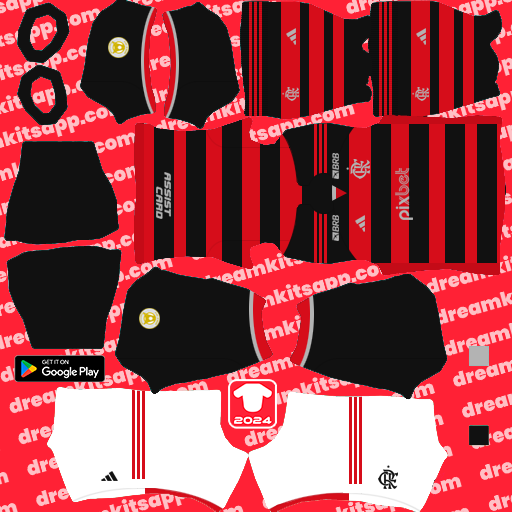 Kit / Uniforme Local Flamengo 2024 Dream League Soccer 2024