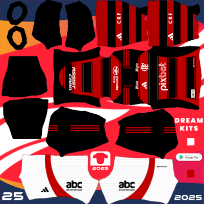 Kit Home Flamengo 2025 Dream League Soccer 2025