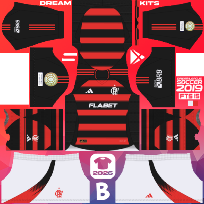 Kit Home Flamengo 2025 Dream League Soccer 2019 DLS / FTS