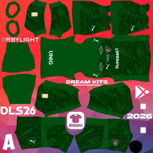 Kit / Uniforme Portero Local Fluminense FC 2026 Dream League Soccer / DLS 2026 512x512 PNG