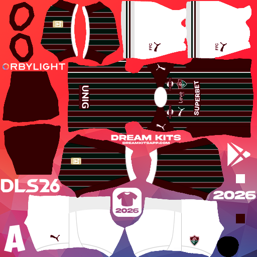Kit / Uniforme Local Fluminense FC 2026 Dream League Soccer / DLS 2026 512x512 PNG