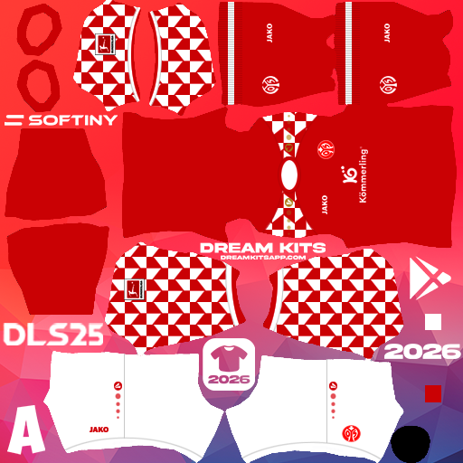Kit Home FSV Mainz 05 2025-2026 Dream League Soccer / DLS 2025 512x512 PNG