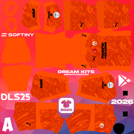 Kit / Équipement Gardien de but Extérieur Galatasaray 2025-2026 Dream League Soccer / DLS 2026 512x512 PNG