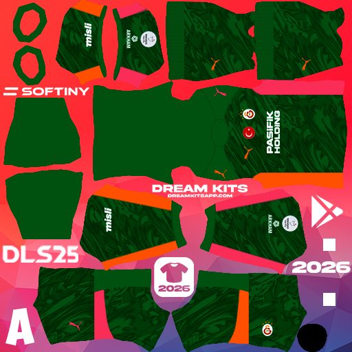 Kit / Équipement Gardien de but Domicile Galatasaray 2025-2026 Dream League Soccer / DLS 2026 512x512 PNG