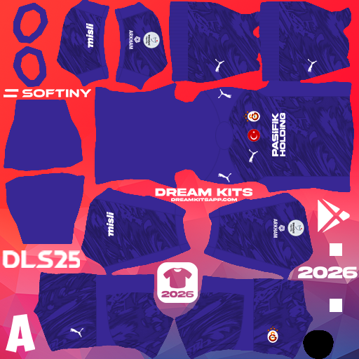 Kit / Équipement Gardien de but Troisième Galatasaray 2025-2026 Dream League Soccer / DLS 2026 512x512 PNG