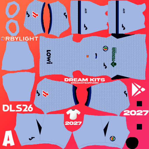 Kit / Uniforme Tercero Getafe CF 2026-2027 Dream League Soccer / DLS 2026 512x512 PNG