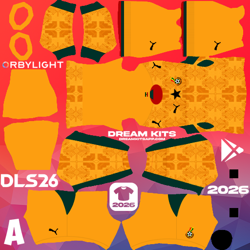 Kit / Équipement Extérieur Ghana 2026 Dream League Soccer / DLS 2026 512x512 PNG