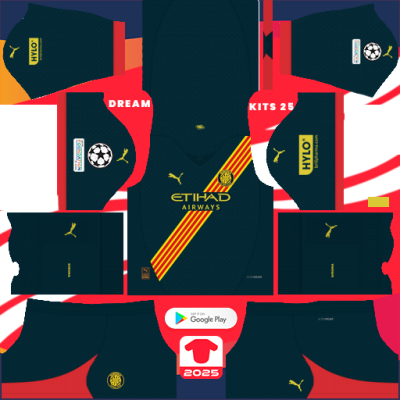 Kit / Uniforme Visitante Girona FC 2024-2025 Dream League Soccer 2019 / FTS