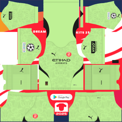 Kit / Uniforme POR Visitante Girona FC 2024-2025 Dream League Soccer 2019 / FTS