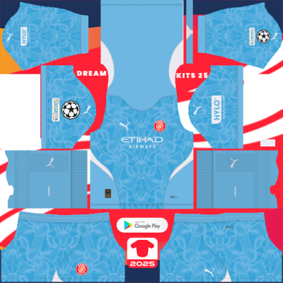 Kit / Uniforme POR Local Girona FC 2024-2025 Dream League Soccer 2019 / FTS