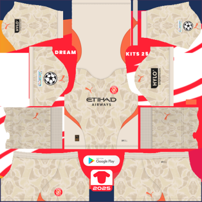 Kit / Uniforme POR Tercero Girona FC 2024-2025 Dream League Soccer 2019 / FTS