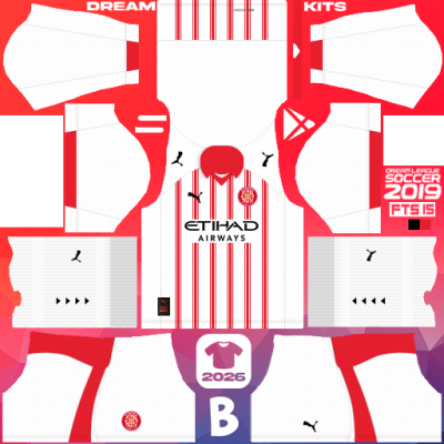 Kit Home Girona FC 2025-2026 Dream League Soccer 2019 DLS / FTS