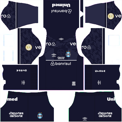 Kit / Uniforme POR Visitante Gremio 2023 Dream League Soccer 2019 / FTS