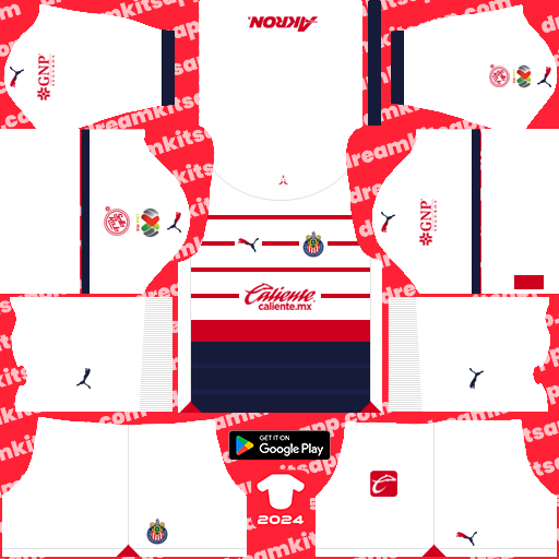 Kit / Uniforme Visitante Guadalajara 2023-2024 Dream League Soccer 2019 / FTS