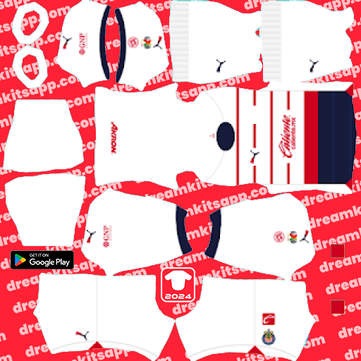 Kit / Uniforme Visitante Chivas de Guadalajara 2023-2024 Dream League Soccer 2025