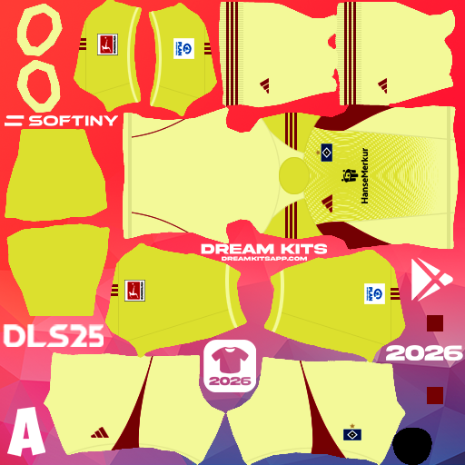 Kit GK Home Hamburger SV 2025-2026 Dream League Soccer / DLS 2025 512x512 PNG