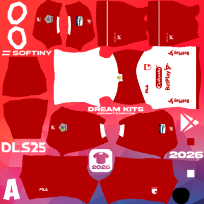 Kit Home Independiente Santa Fe 2025 Dream League Soccer / DLS 2025