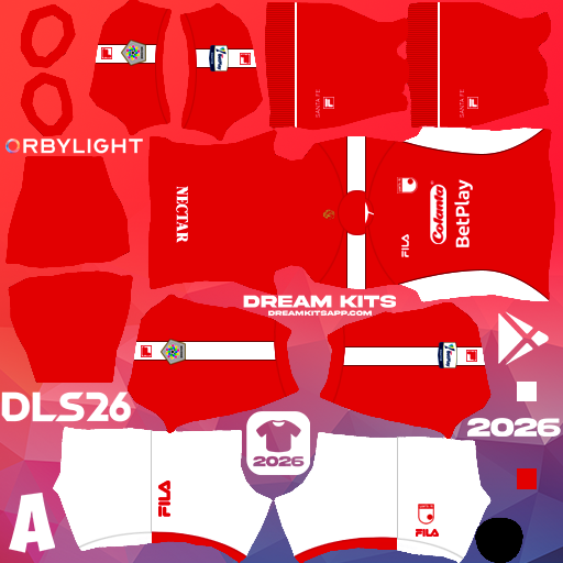 Kit Home Independiente Santa Fe 2026 Dream League Soccer / DLS 2026 512x512 PNG