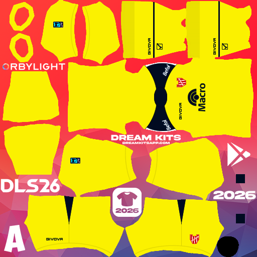 Kit / Equipamento Goleiro Visitante Instituto ACC 2026 Dream League Soccer / DLS 2026 512x512 PNG