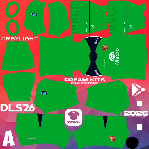 Kit / Equipamento Goleiro Titular Instituto ACC 2026 Dream League Soccer / DLS 2026 512x512 PNG