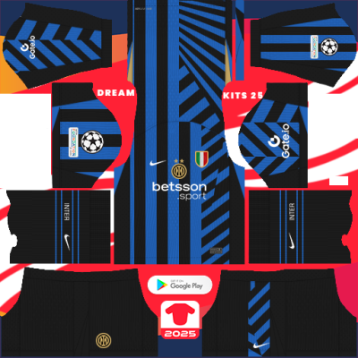 Kit / Uniforme Local Inter Milan 2024-2025 Dream League Soccer 2019 / FTS