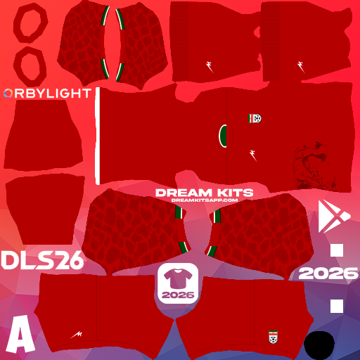 Kit / Équipement Extérieur Iran 2026 Dream League Soccer / DLS 2026 512x512 PNG